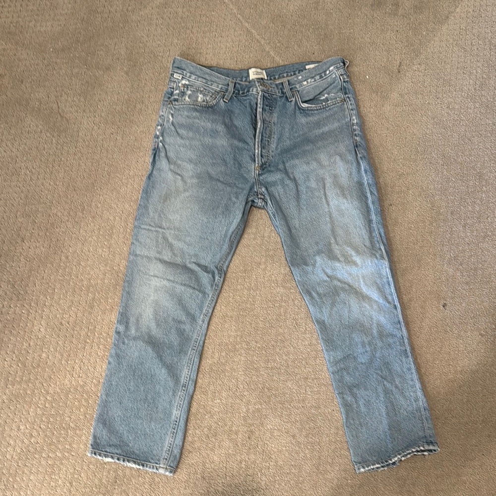 Citizens Of Humanity Blue Straight Leg Distressed Jeans